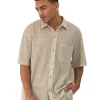 Champion : Mesh Button Down Shirt - Cold Beige