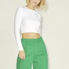 JJXX : Feline Long Sleeve Rib Tee - White