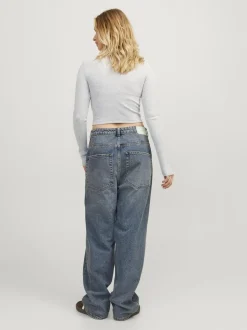 JJXX : Feline Long Sleeve Rib Tee - Light Grey