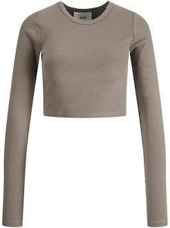 JJXX : Feline Long Sleeve Rib Tee - Morel