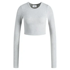 JJXX : Feline Long Sleeve Rib Tee - Light Grey