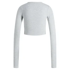 JJXX : Feline Long Sleeve Rib Tee - Light Grey