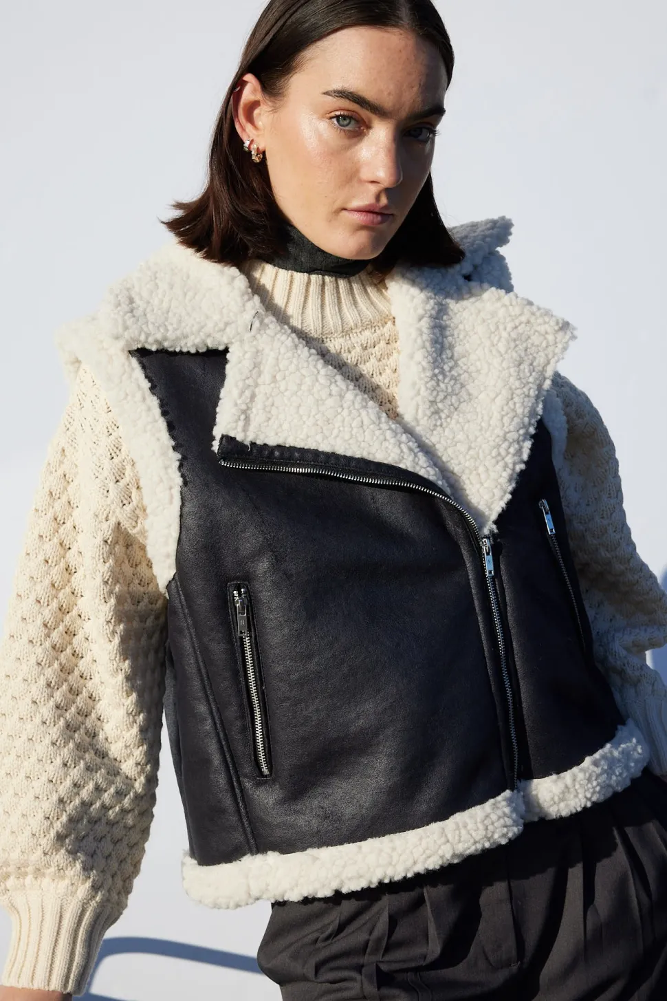 Noisy May : Sleeveless Shearling PU Vest