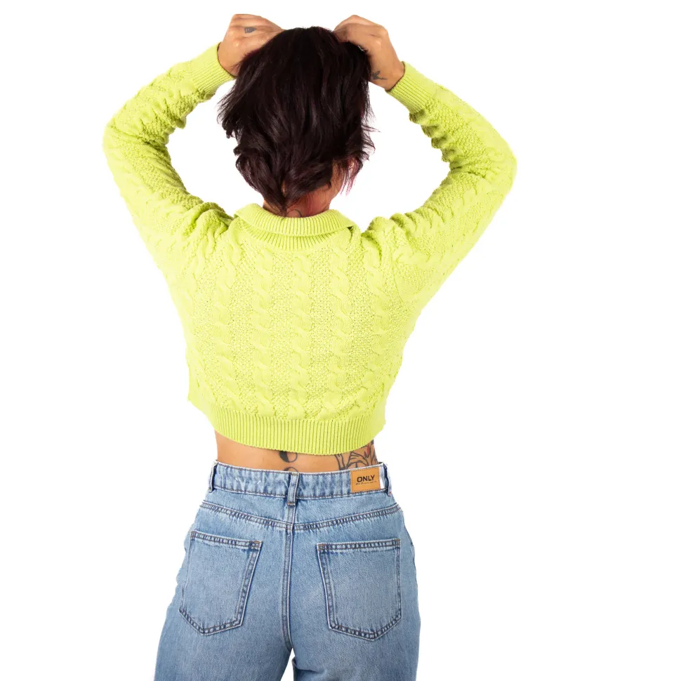 Only : Astrid L/S Cropped Polo Knit - Yellow Plum