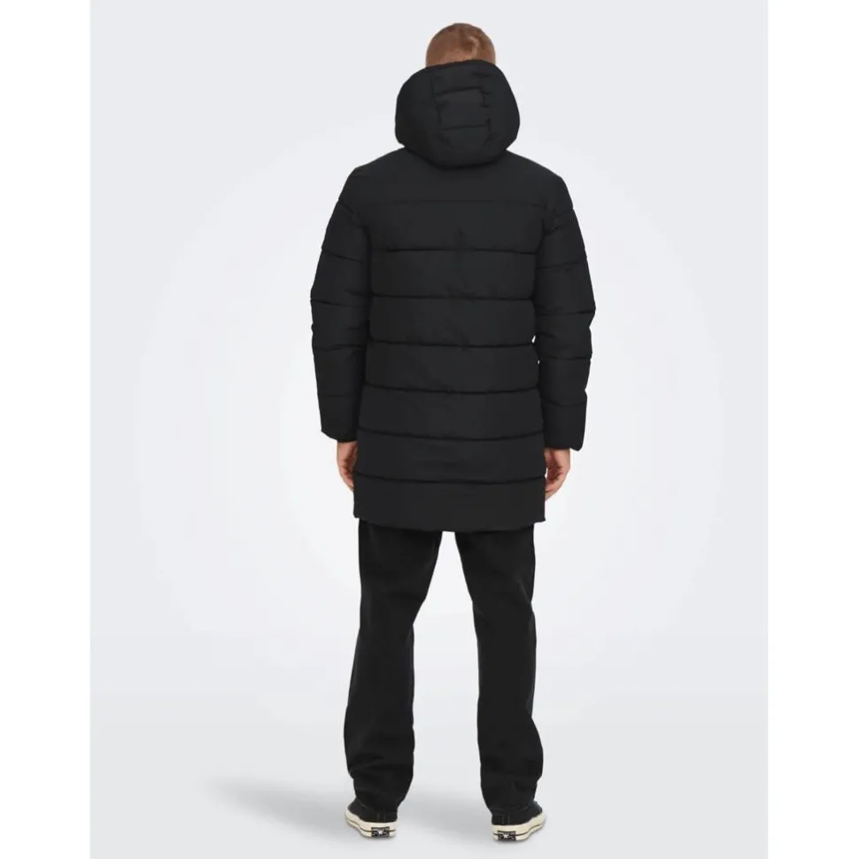 Only & Sons : Melvin Life Long Hooded Puffer Coat