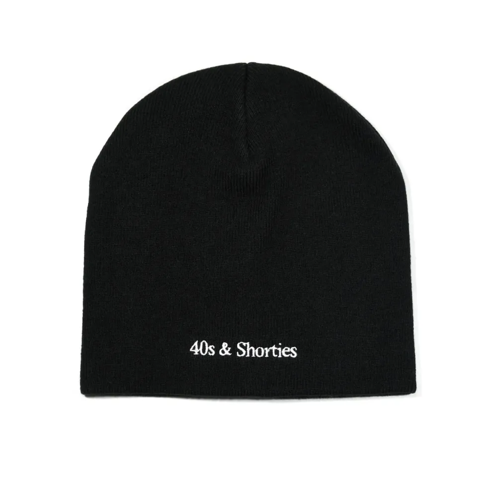 40's & Shorties : Text Logo Skull Beanie - Black