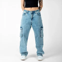 WLKN : Cargo Baggy Fit Denim Pants