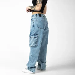 WLKN : Cargo Baggy Fit Denim Pants