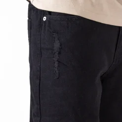 WLKN : Distressed Logo Loose Fit Denim Pants