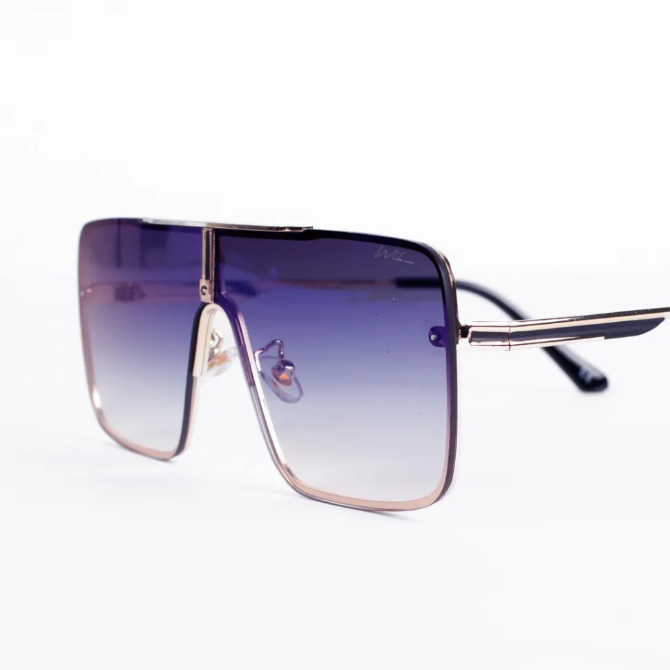 WLKN : Rex Square Rimless Sunglasses - Blue/Yellow